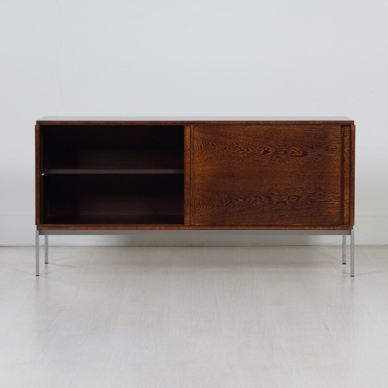 Vintage sideboard in Wenge with 2 sliding doors 1970