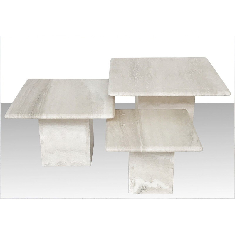 Travertine square nesting tables - 1970s