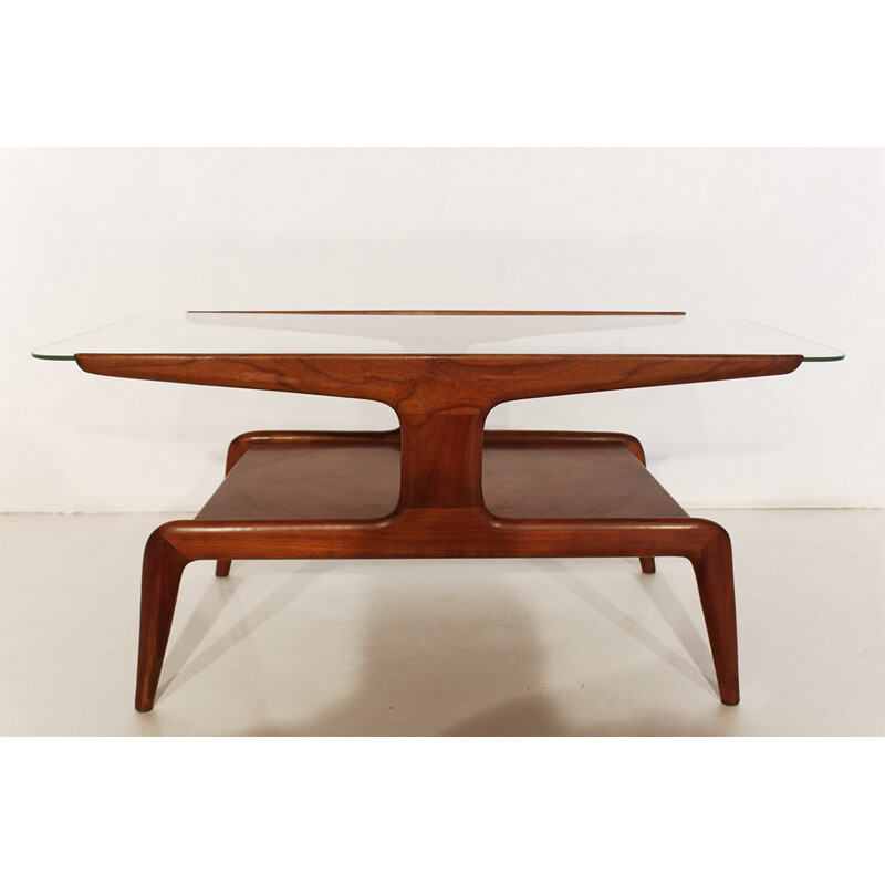 Domus Nova coffee table in walnut and glass, Gio PONTI - 1930s