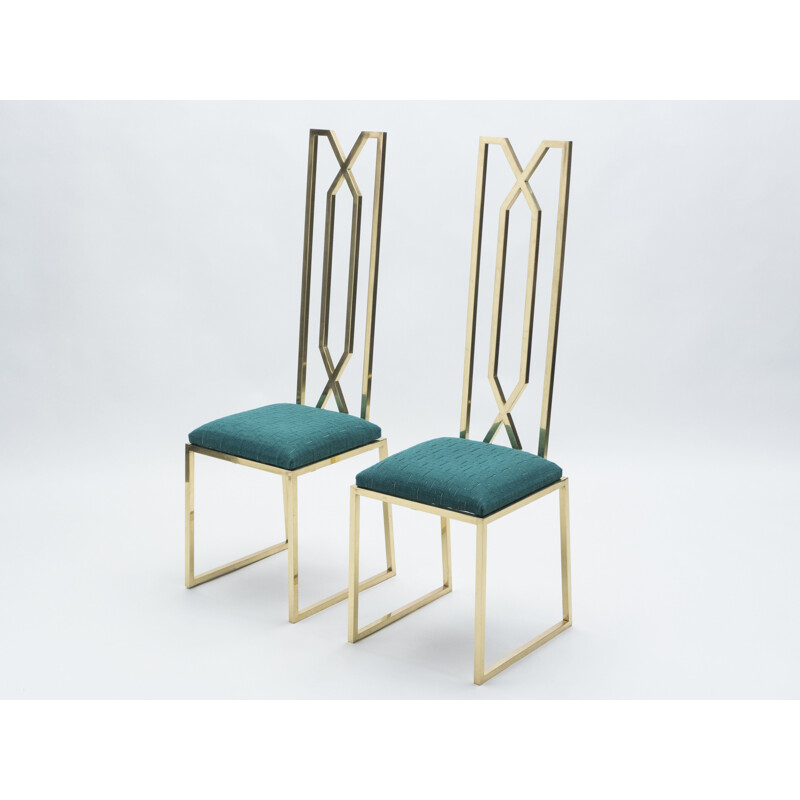 Pair of Alain Delon brass chairs for Jean Charles 1970