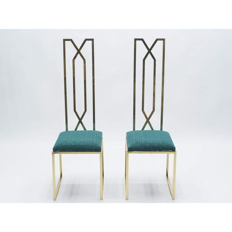 Paar Vintage-Messing-Stühle Alain Delon für Jean Charles 1970