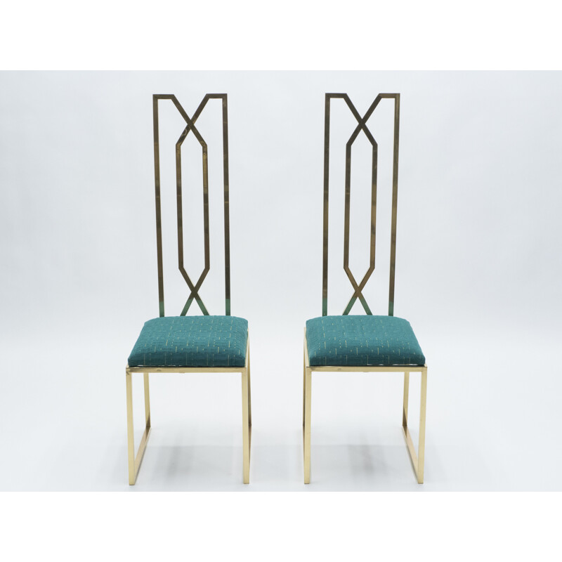 Pair of Alain Delon brass chairs for Jean Charles 1970