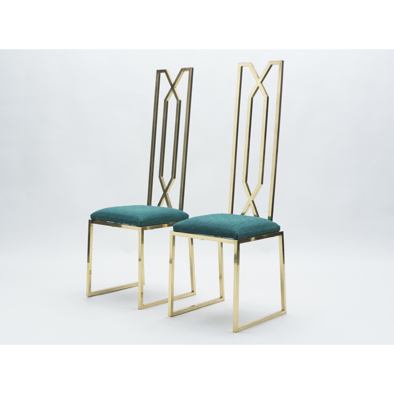 Coppia di sedie vintage in ottone Alain Delon per Jean Charles 1970