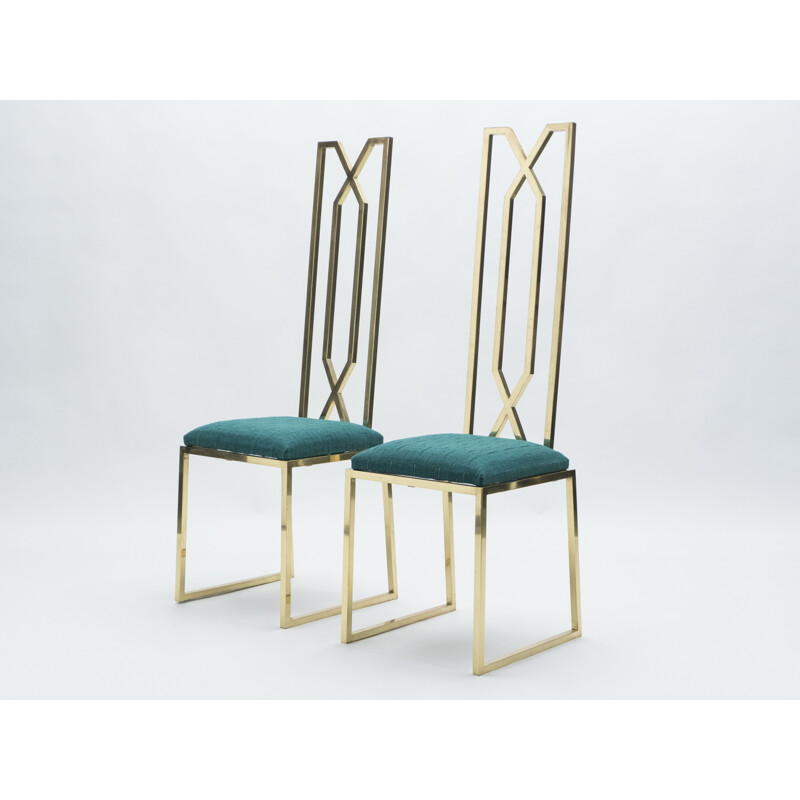 Paar vintage messing stoelen Alain Delon voor Jean Charles 1970