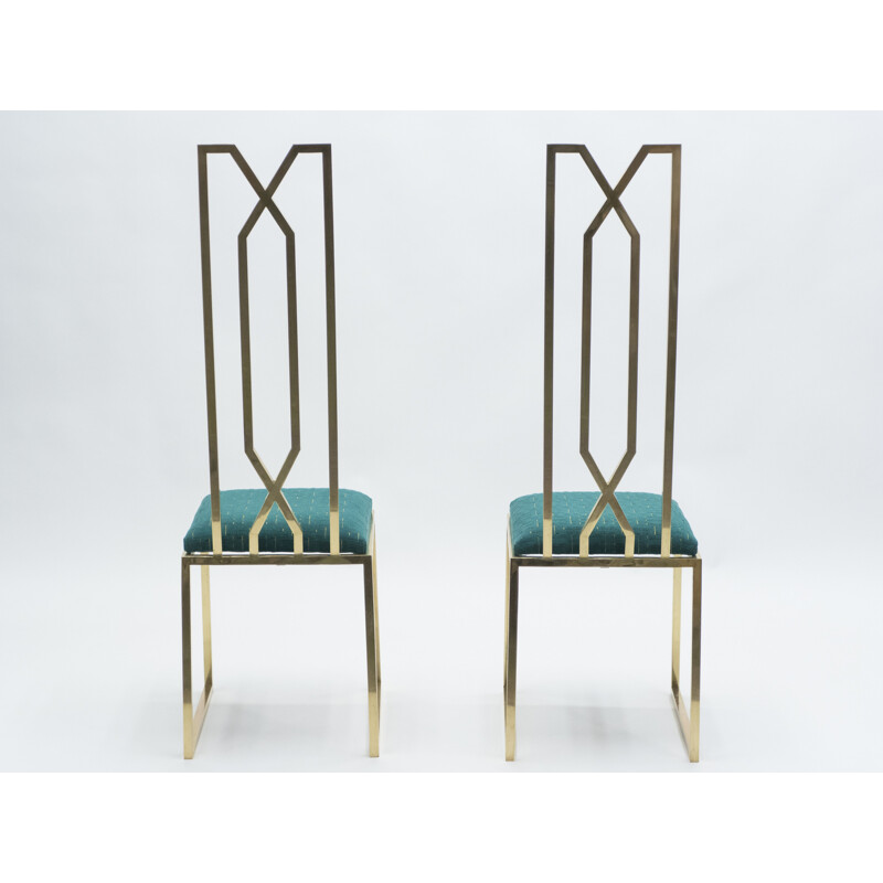 Pair of Alain Delon brass chairs for Jean Charles 1970