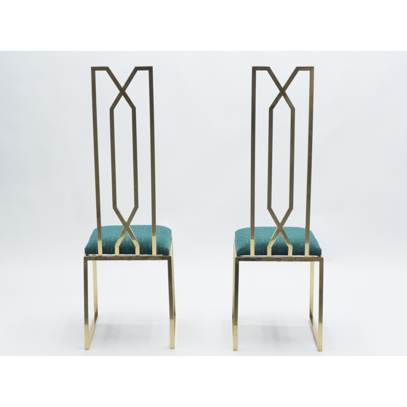 Paire de chaises vintage laiton Alain Delon pour Jean Charles 1970