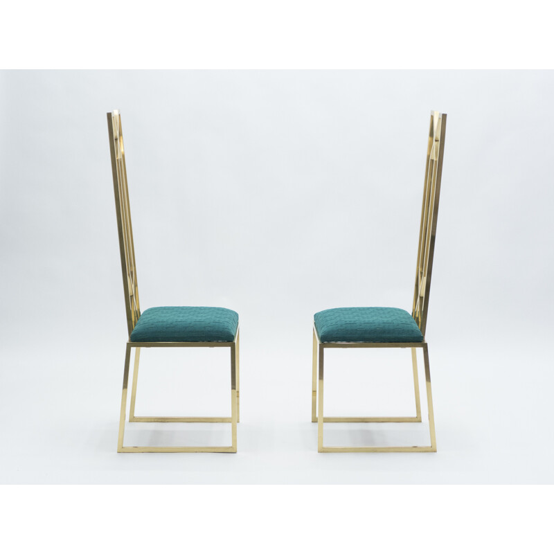 Paar vintage messing stoelen Alain Delon voor Jean Charles 1970