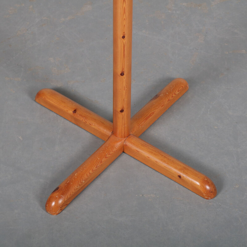 Vintage coat rack in pine wood, Sweden 1960