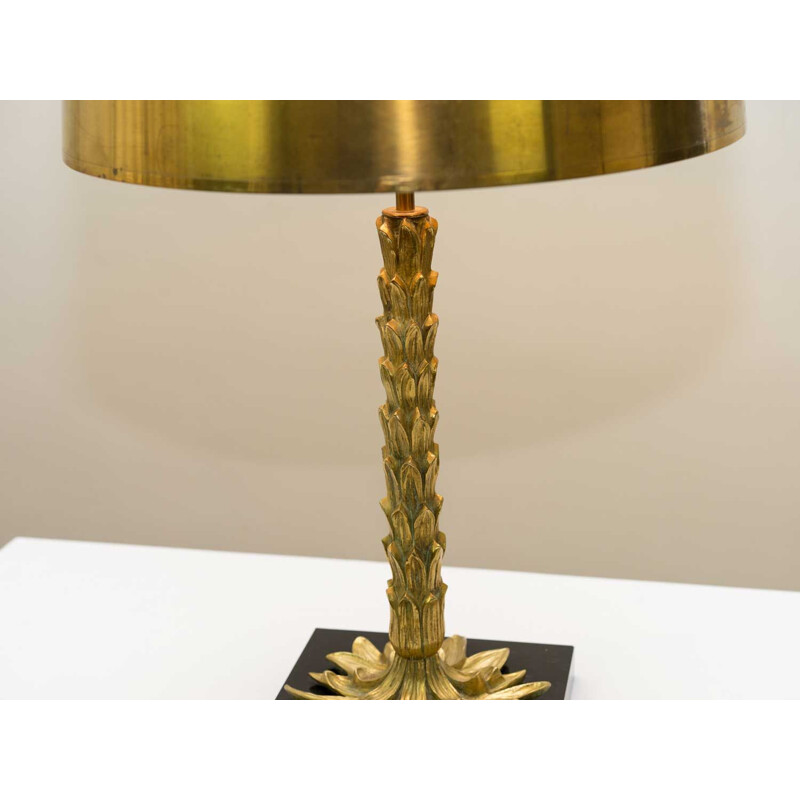 Palm tree lamp in gilt bronze Charles house 1970s