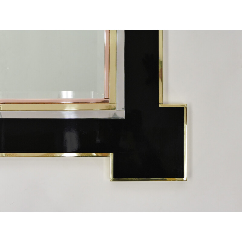 Rare Brass lacquered mirror Alain Delon for Maison Jansen 1975  