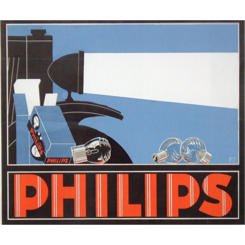 Sospensione vintage in metallo laccato beige di Philips