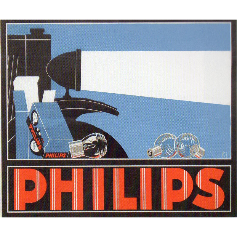 Suspension vintage en métal laqué beige par Philips