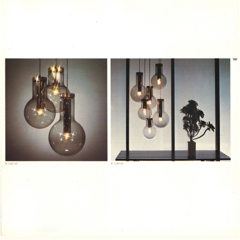 Vintage smoked glass pendant lamp by Raak