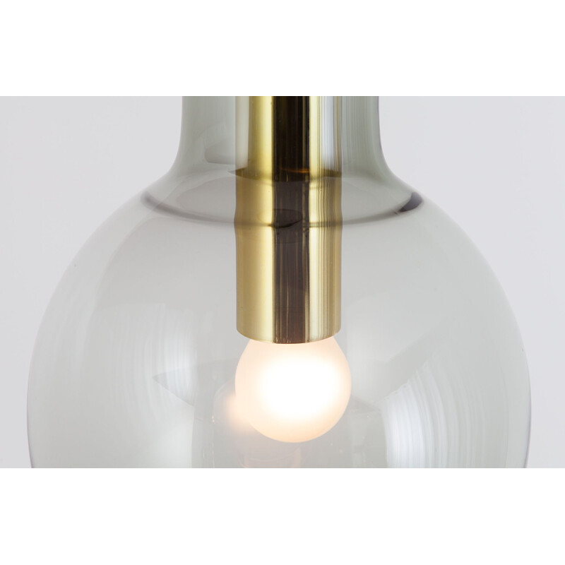 Vintage smoked glass pendant lamp by Raak