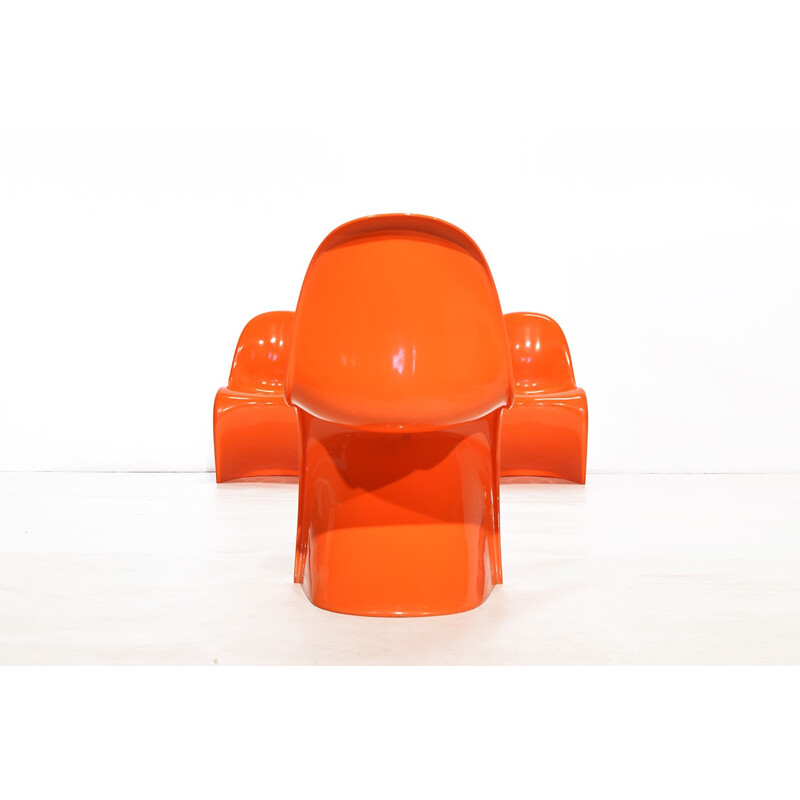 Ensemble de 4 chaises Herman Miller en plastique orange, Verner PANTON - 1970