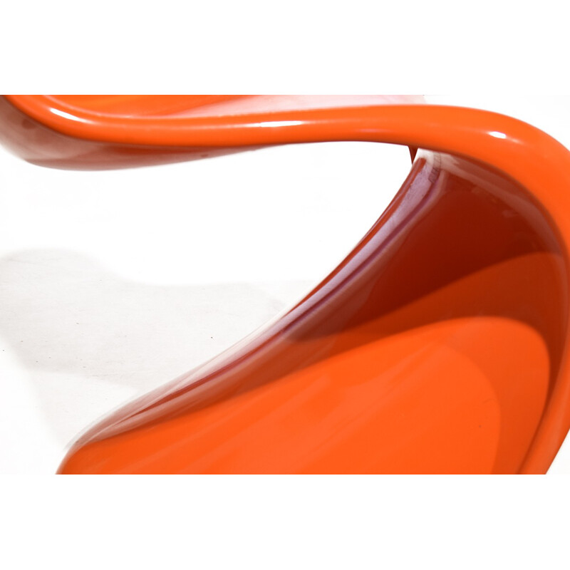 Ensemble de 4 chaises Herman Miller en plastique orange, Verner PANTON - 1970