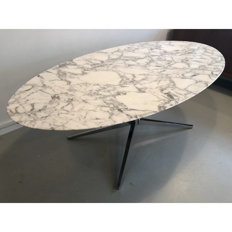 Table à diner vintage ovale en marbre Florence Knoll pour Knoll International