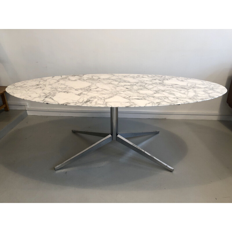 Oval dining table in Florence Knoll marble for Knoll International
