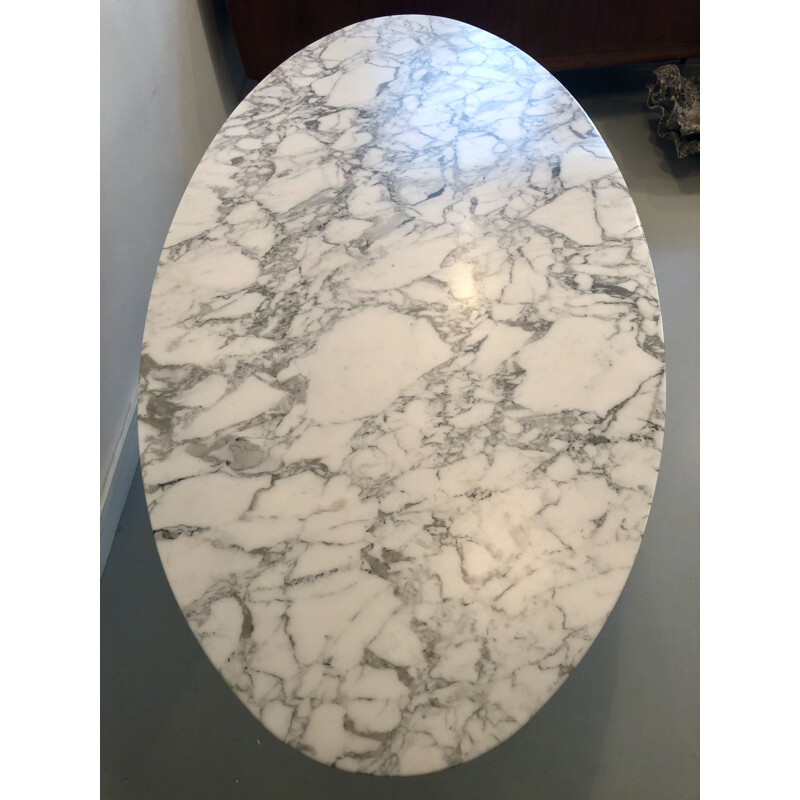 Table à diner vintage ovale en marbre Florence Knoll pour Knoll International