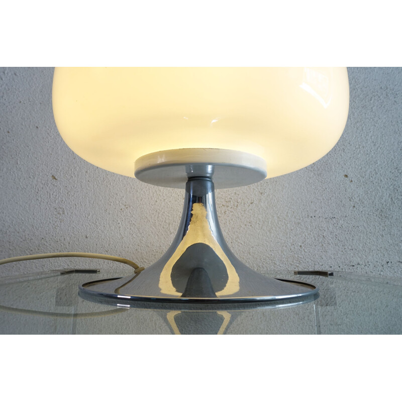 Lampe de table vintage en verre opalin pour les champignons par Goffredo Reggiani  1960 