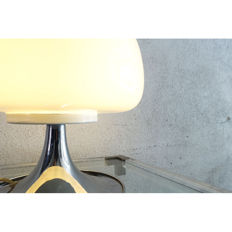 Lampe de table vintage en verre opalin pour les champignons par Goffredo Reggiani  1960 