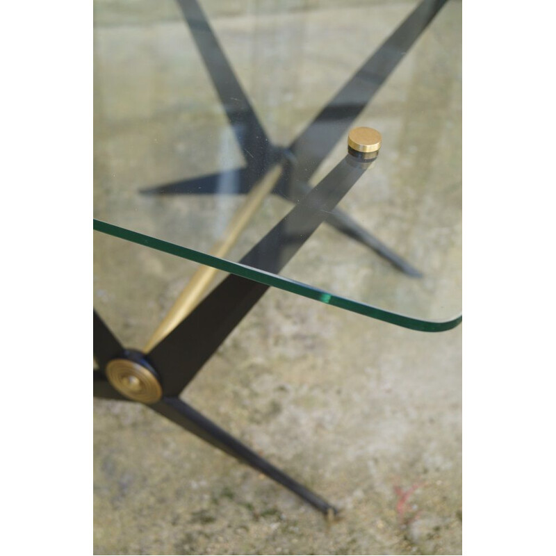 Vintage aluminium and glass coffee table Angelo Ostuni