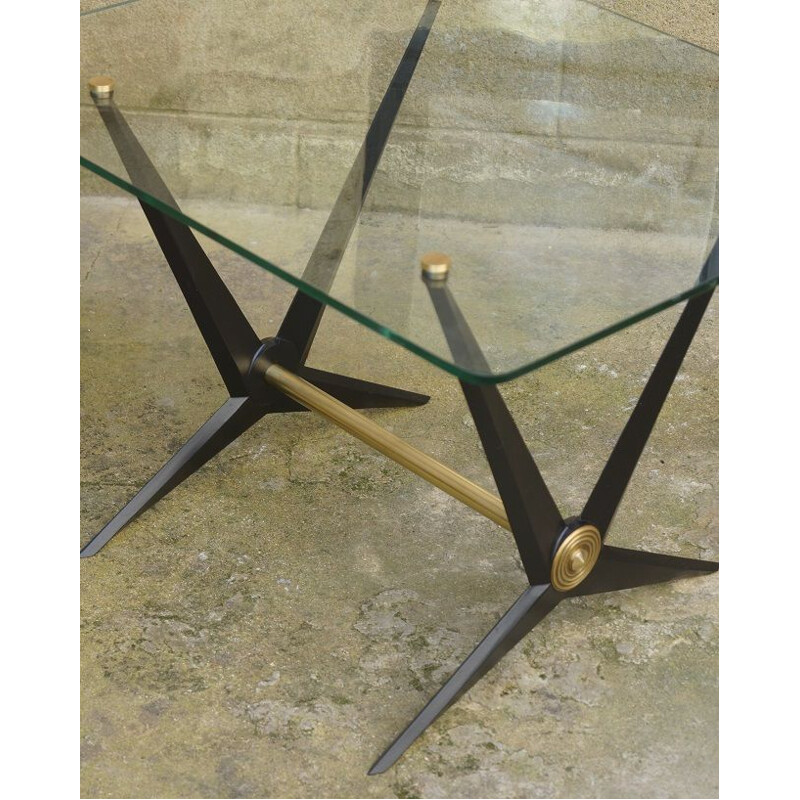 Vintage aluminium and glass coffee table Angelo Ostuni