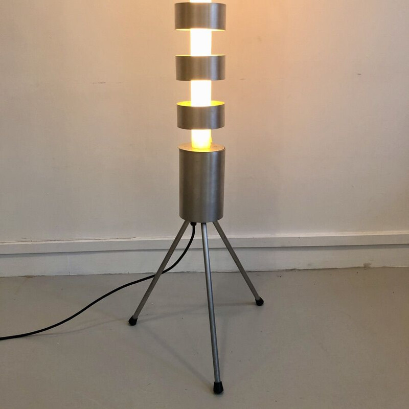 Neon floor lamp in brushed aluminium 1970