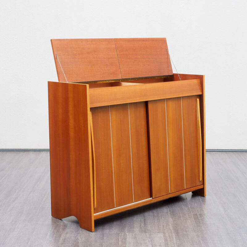 Shoe cabinet, bi-coloured walnut 1950s