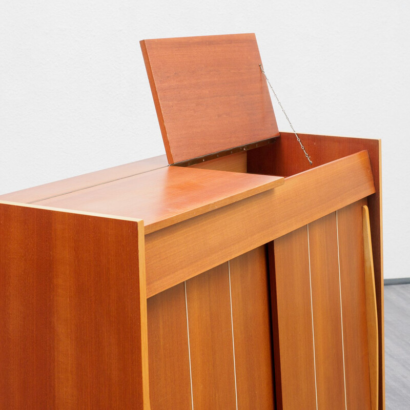 Shoe cabinet, bi-coloured walnut 1950s