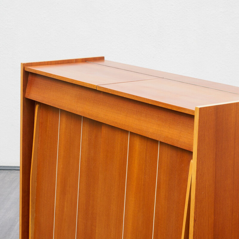 Shoe cabinet, bi-coloured walnut 1950s