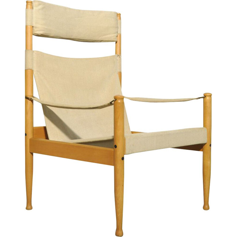 Fauteuil vintage safari danois d'Eric Wørts pour Niels Eilersen 1960 