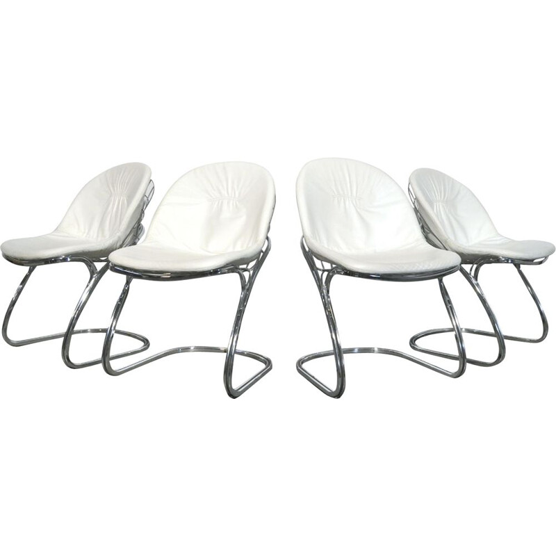 Lot de 4 chaises vintage "Pascale" en fil de fer conçues par Gastone Rinaldi pour Thema