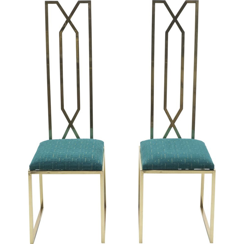Pair of Alain Delon brass chairs for Jean Charles 1970