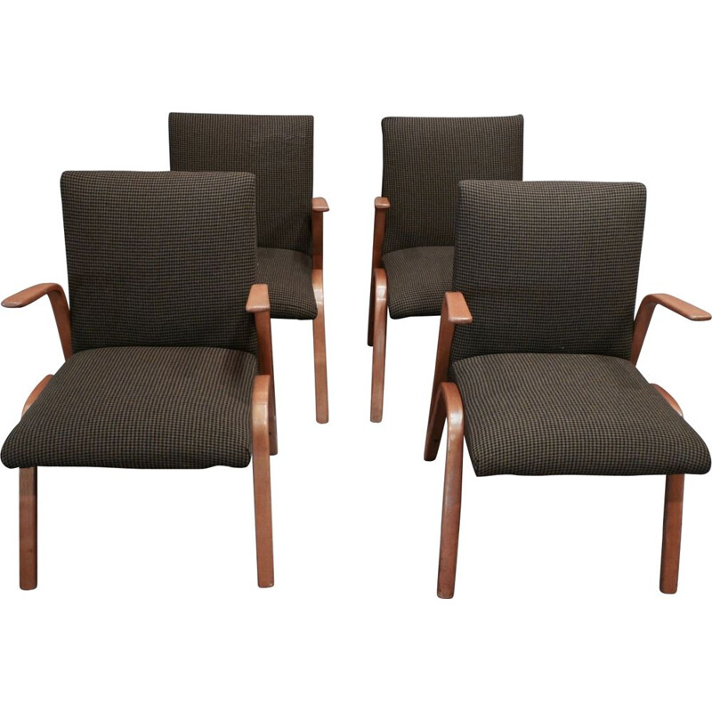 Suite of 4 design armchairs 1950 Hugues Steiner