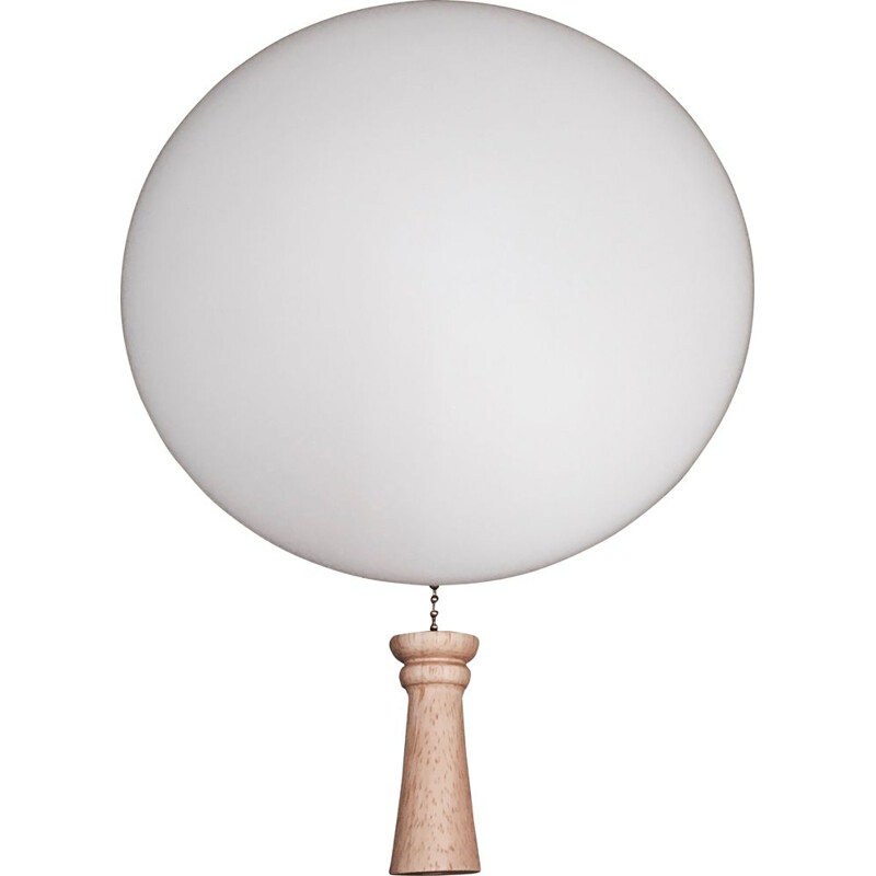 Wall lamp in solid wood and opaline Scandinavian design