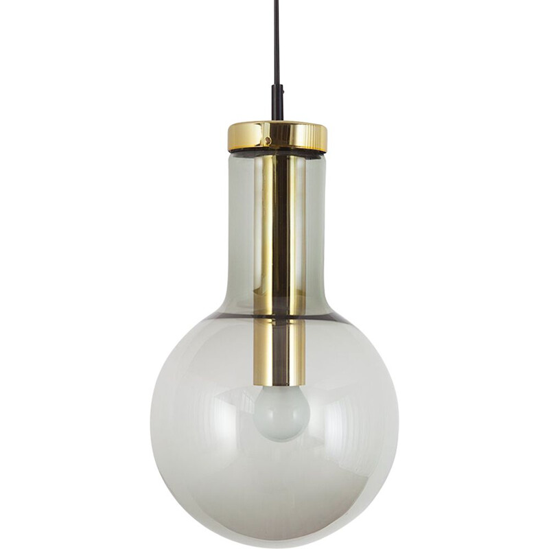 Vintage smoked glass pendant lamp by Raak