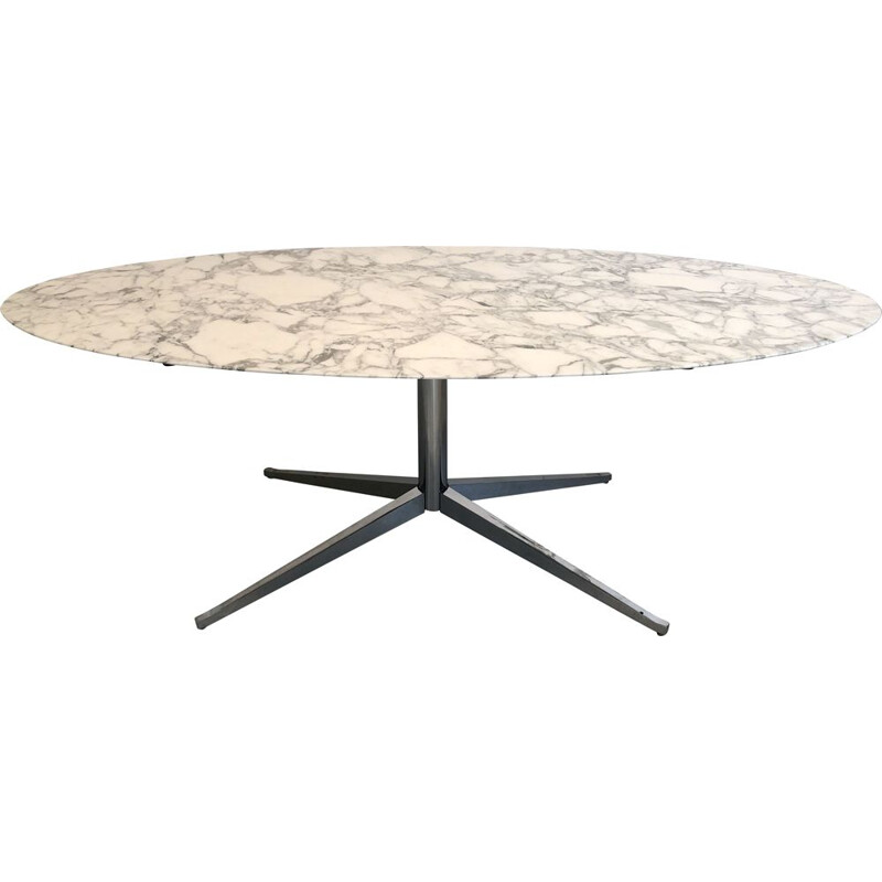 Oval dining table in Florence Knoll marble for Knoll International