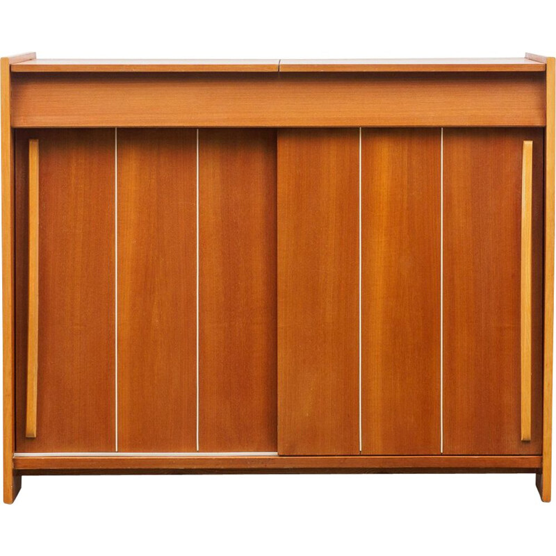 Shoe cabinet, bi-coloured walnut 1950s