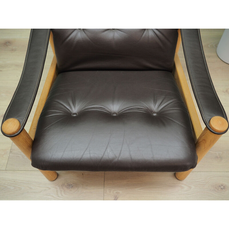 Vintage black leather armchair, Danish design, 1960s