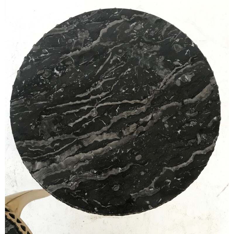 Pair of vintage side tables with black marble tops