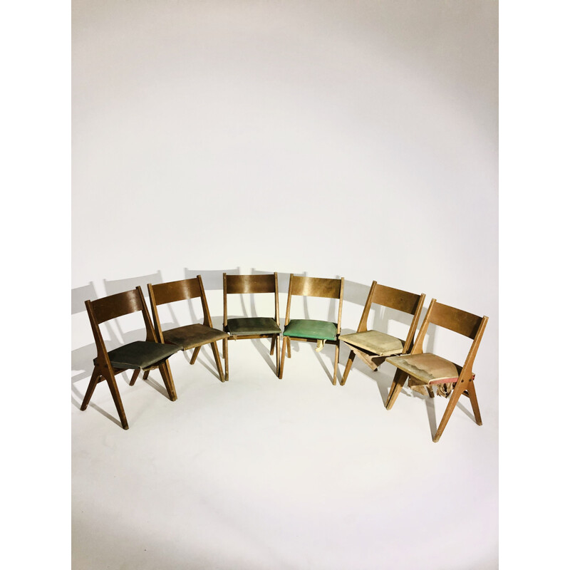 Suite de 6 chaises vintage René Jean Caillette 