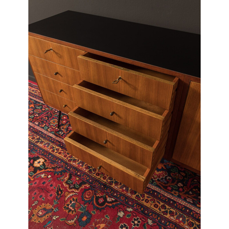 Vintage walnut veneer sideboard with eight drawers WK Möbel 1950