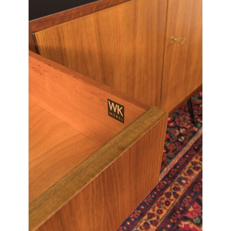 Vintage walnut veneer sideboard with eight drawers WK Möbel 1950