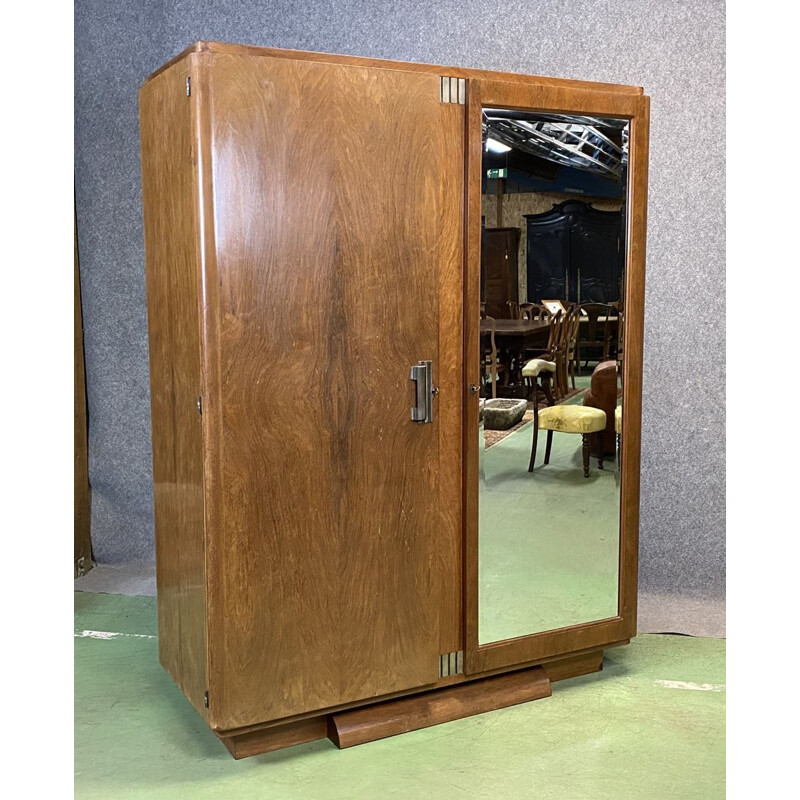 Art deco walnut vintage wardrobe - 1930's