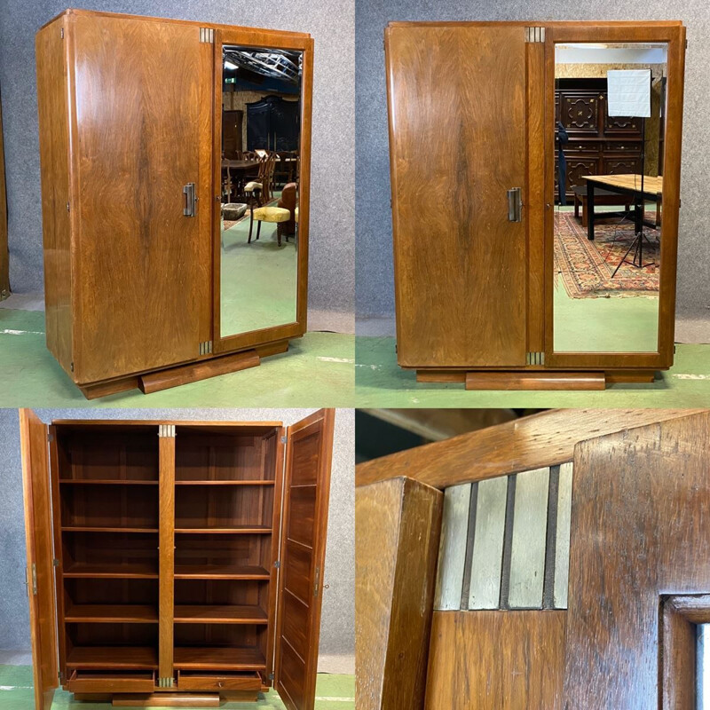 Art deco walnut vintage wardrobe - 1930's