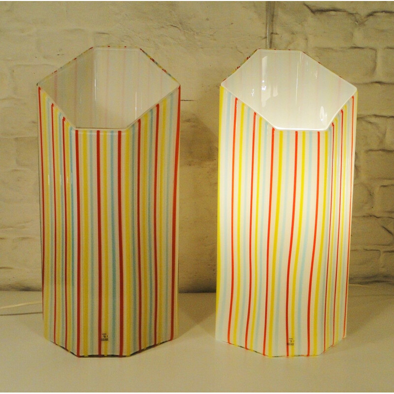 Paire de lampes vintage en verre de Murano, 1980's