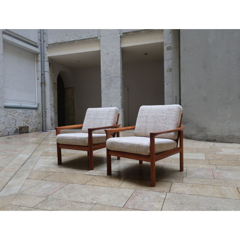 Pair of teak vintage armchairs by Sven Ellekaer for Komfort 1960 