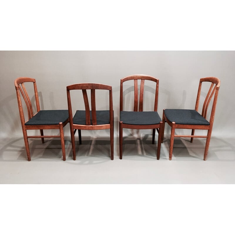 Set of 4 Scandinavian teak vintage chairs stamped Johansson Sweden 1950