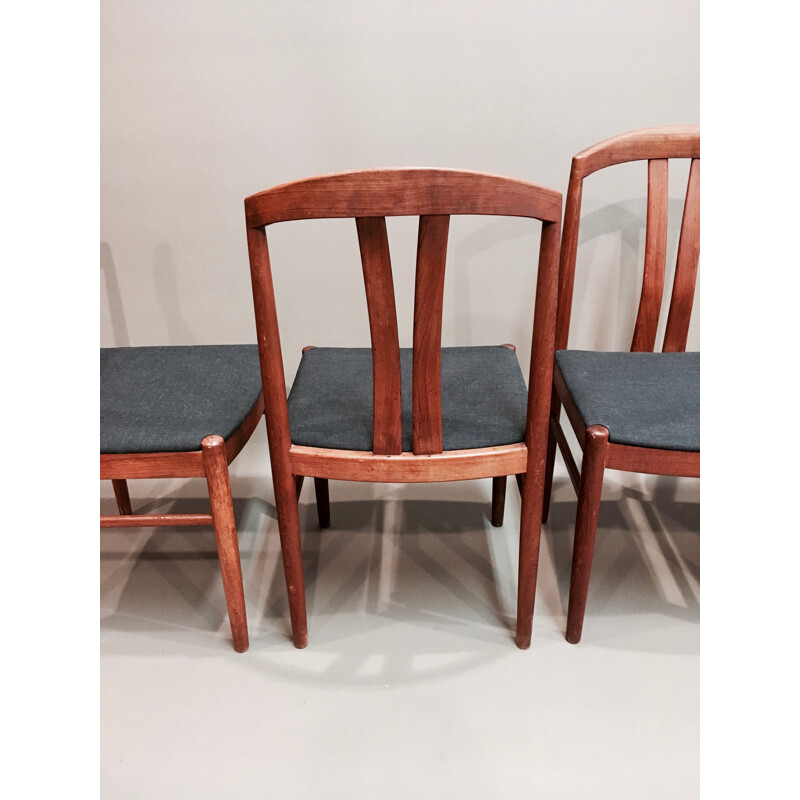 Set of 4 Scandinavian teak vintage chairs stamped Johansson Sweden 1950